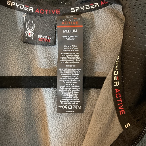 Spyder Mens Gray Active ProW=B Long Sleeve Quarter-Zip Pullover Hoodie Size M - Picture 2 of 9